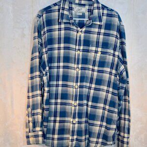 Grayers Men's XL | Blue Cream Plaid Heritage Flannel Shirt | Long Sleeve Cotton